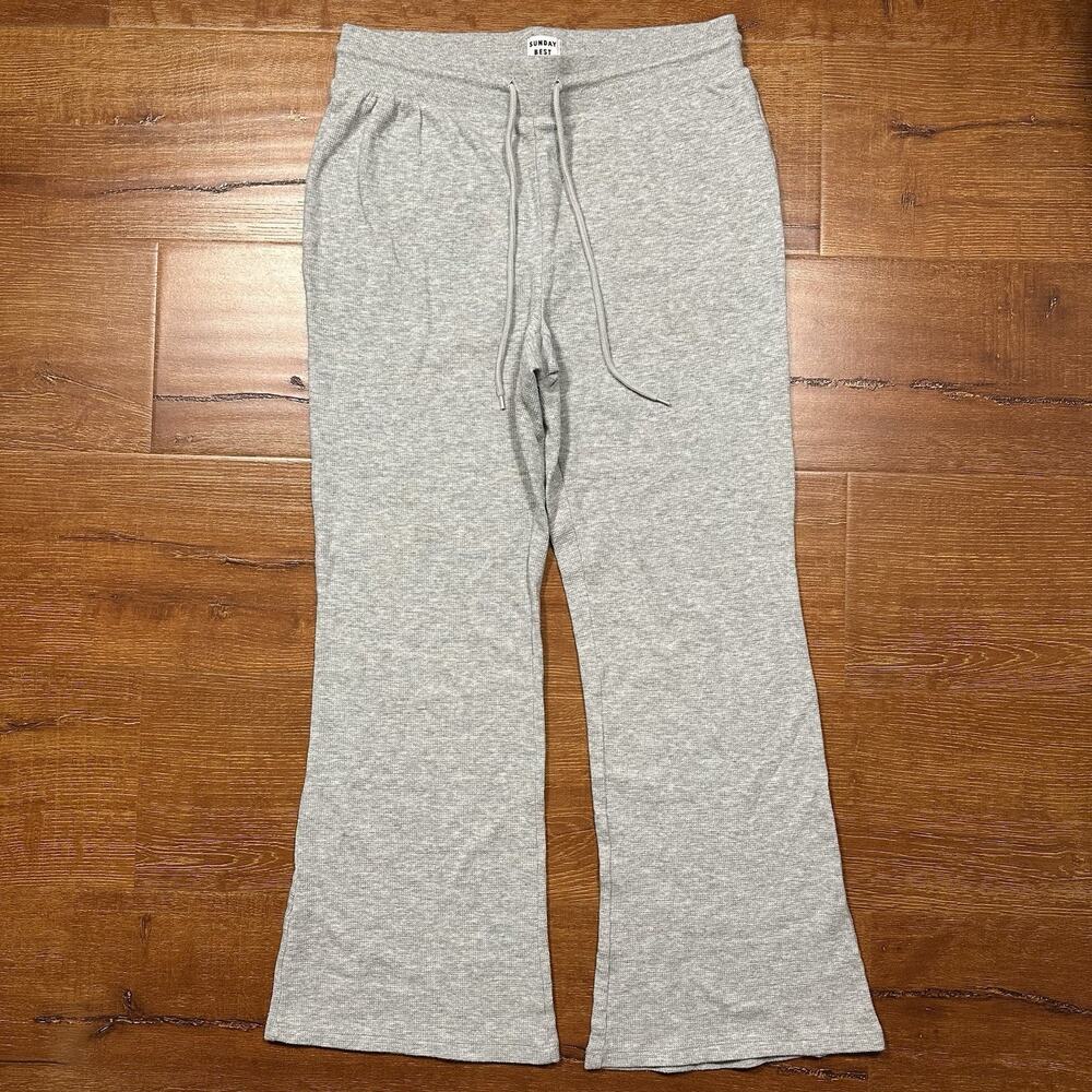 Sunday Best Thermal Sweatpants Womens M Gray Flared Sweats Retro Comfort Lounge
